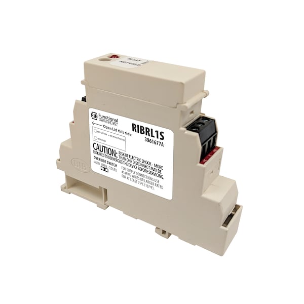 DIN Rail Mount Relay, 10 Amp SPDT + Override, 10-30 Vac/dc Coil